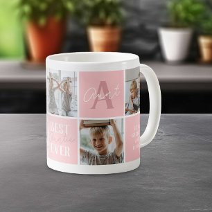 Caneca De Café Colagem de Fotos da Tia Moderna Rosa