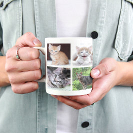 Caneca De Café Colagem de Fotos de Animais de Estimação da Famíli