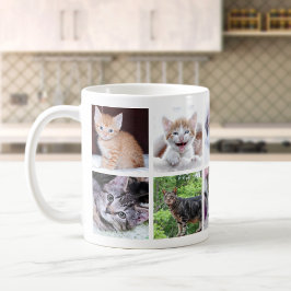 Caneca De Café Colagem de Fotos de Animais de Estimação da Famíli