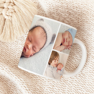 Caneca De Café Colagem de Fotos de Bebê Menino Recém-Nascido