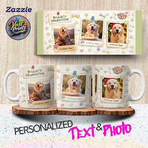 Caneca De Café Colagem de Fotos de Cachorro Memórias de Pegada de