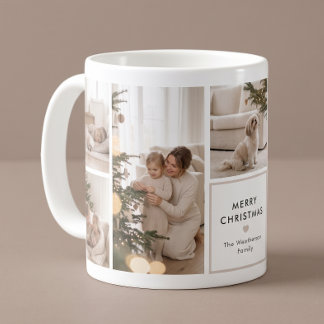 Caneca De Café Colagem de Fotos de Família Personalizada de Natal