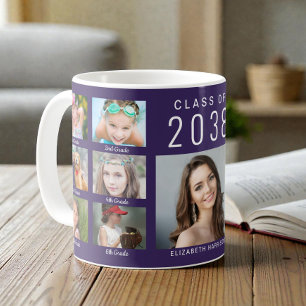Caneca De Café Colagem de Fotos de Graduação Roxa Graduação