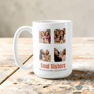 Caneca De Café Colagem de Fotos de Irmãs do Coração Amigas Cerâmi
