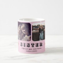 Caneca De Café Colagem de Fotos de Irmãs – Idades Diferentes, Um