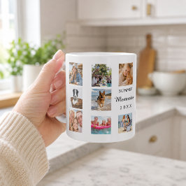 Caneca De Café Colagem de Fotos de Memórias de Verão branco preto