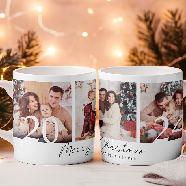 Caneca De Café Colagem de Fotos de Natal da Família Elegante (Criador carregado)