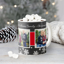 Caneca De Café Colagem de Fotos de Natal de Quadro Preto Festivo