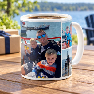 Caneca De Café Colagem de Fotos de Pai e Filhos Full Wrap