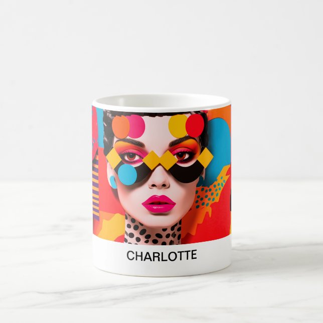 Caneca De Café Colagem de Fotos de pop Art (Centro)