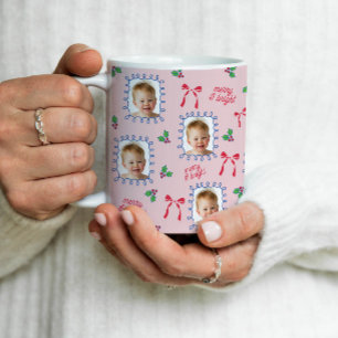 Caneca De Café Colagem de Fotos de Rosto de Bebê Personalizada de