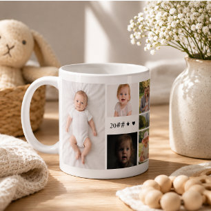 Caneca De Café Colagem de Fotos de Verão da Família com 6 Fotos ☀