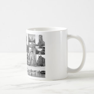 Caneca De Café Colagem de fotos Delft 5 em preto e branco