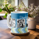 Caneca De Café Colagem de Fotos do Instagram Chevrons Coloridos<br><div class="desc">Uma forma excelente de mostrar as suas fotografias quadradas a partir da sua conta online. Um design de faixa zag divertido destaca os fotos.</div>