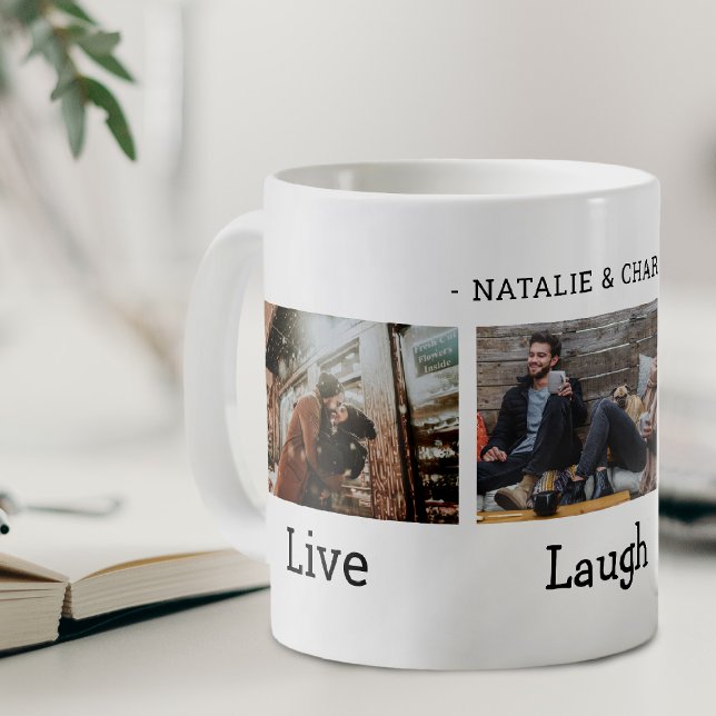 Caneca De Café Colagem de Fotos do Live Laugh Love (Criador carregado)