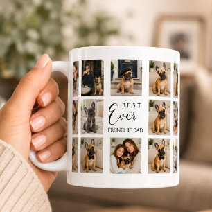 Caneca De Café Colagem de fotos do pai com o Bulldog Francês