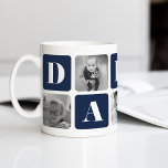 Caneca De Café Colagem de Fotos do Pai Moderno<br><div class="desc">Personalize esta fofa design de caneca moderna para celebrar um novo papai deste Dia de os pais! Design apresenta quadrados alternados de fotos e blocos azuis de marinho profundo que soletram "pai" em caracteres serif modernos. Adicione cinco das suas fotos quadradas favoritas (perfeito para o Instagram!) usando os modelos fornecidos....</div>