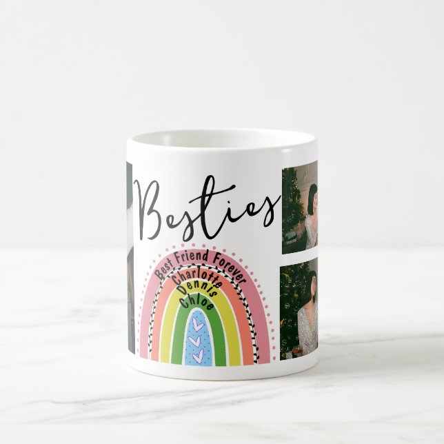 Caneca De Café Colagem de Fotos do Rainbow Best Friends Forever B (Centro)