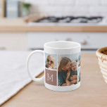 Caneca De Café Colagem de Fotos em Grade de Monograma<br><div class="desc">Este simples design de caneca personalizada coloca 6 dos seus instantâneos favoritos em frente e no centro, juntamente com um monograma inicial de solteiro em cada lado. Personalize com seis fotos quadradas de amigos, crianças, netos, animais de estimação, ou seus locais favoritos, com sua inicial em letras brancas em um...</div>