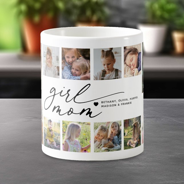 Caneca De Café Colagem de Fotos Garota Mãe (Criador carregado)