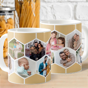 Caneca De Café Colagem de Fotos Geométricas 9 Fotos 11oz