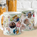 Caneca De Café Colagem de Fotos Honeycomb 17 Imagens Verde<br><div class="desc">Crie seu próprio mosaico fotográfico em padrão de colmeia. O modelo de foto está configurado para você adicionar 17 de suas fotos favoritas de amigos, família, animais de estimação, férias etc. Suas fotos serão exibidas em forma de hexágono para formar o pente de mel, trabalhando em filas da esquerda para...</div>