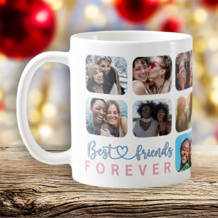 Caneca De Café Colagem de Fotos Moderna 14 'Melhores Amigos para