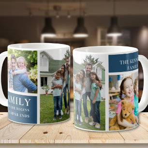 Caneca De Café Colagem de Fotos Moderna 3 Família Amor Citação Az