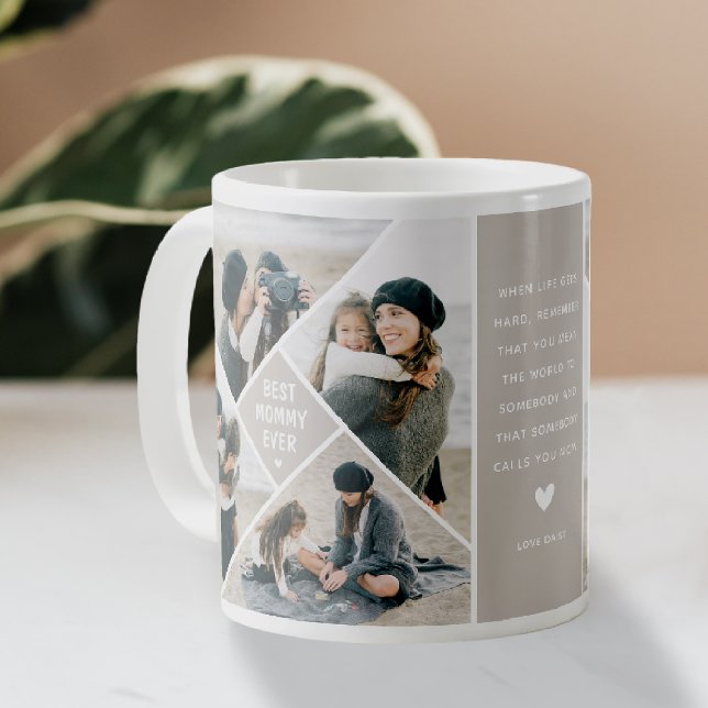 Caneca De Café Colagem de Fotos Moderna 'Best MOM Ever' (Criador carregado)