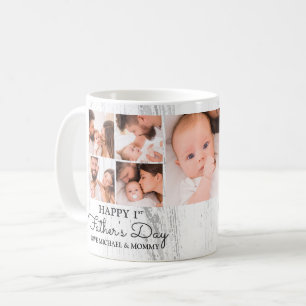 Caneca De Café Colagem de Fotos Moderna e Bonita Feliz Primeiro D