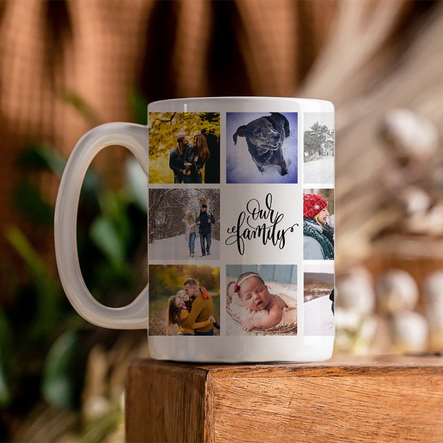 Caneca De Café Colagem de Fotos Moderna Nossa Família (Introducing our innovative Modern Family Mug - a timeless tribute to treasured moments)