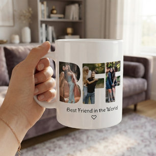 Caneca De Café Colagem de Fotos Modernas Chic BFF Melhores Amigas