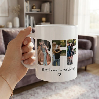 Caneca De Café Colagem de Fotos Modernas Chic BFF Melhores Amigas