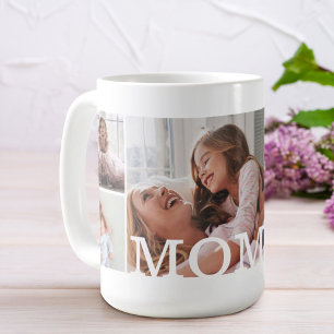 Caneca De Café Colagem de Fotos Múltiplas e Monograma Personaliza