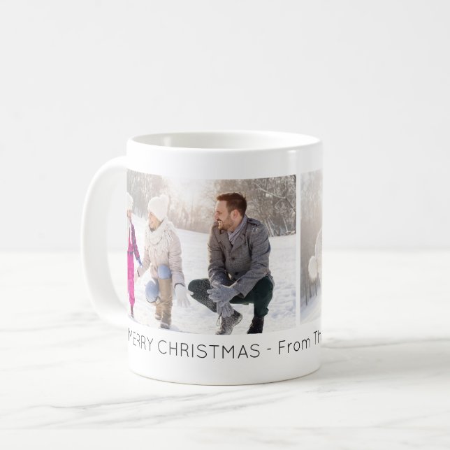 Caneca De Café Colagem de Fotos Natal Minimalista (Frente Esquerda)