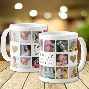 Caneca De Café Colagem de Fotos Nome Citação Família É Tudo 20