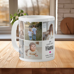 Caneca De Café Colagem de Fotos 'Nós Amamos Você Mamãe' Fofa