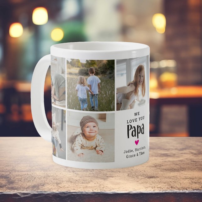 Caneca De Café Colagem de Fotos "Nós Amo-Te Papá" (Criador carregado)