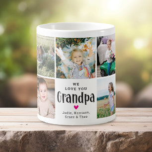 Caneca De Café Colagem de Fotos 'Nós Te Amamos Vovô' Fofa