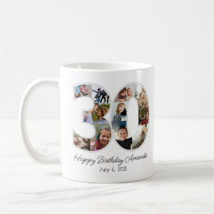 Caneca De Café Colagem de Fotos Número 30 - 30º Aniversário