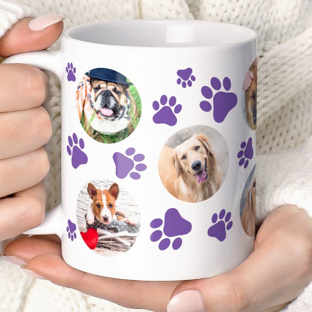 Caneca De Café Colagem de Fotos Pawprint 8 Pet Dog (Criador carregado)