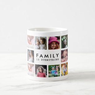 Caneca De Café Colagem de Fotos Personalizada 20 Família é Tudo C