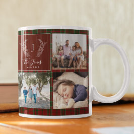 Caneca De Café Colagem de fotos personalizada com monograma e nom