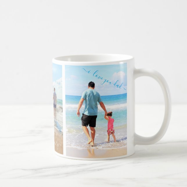 Caneca De Café Colagem de Fotos Personalizada com Texto - Eu Amo  (Direita)