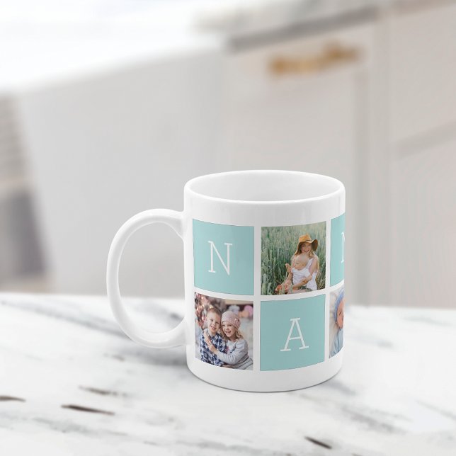 Caneca De Café Colagem de Fotos Personalizada da Avó 5 da Nana (Criador carregado)