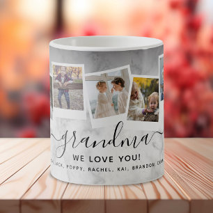 Caneca De Café Colagem de Fotos Personalizada da Avó Elegante Fam