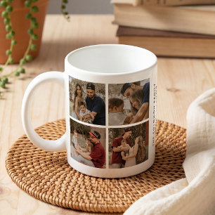 Caneca De Café Colagem de Fotos Personalizada da Família 8 & Text