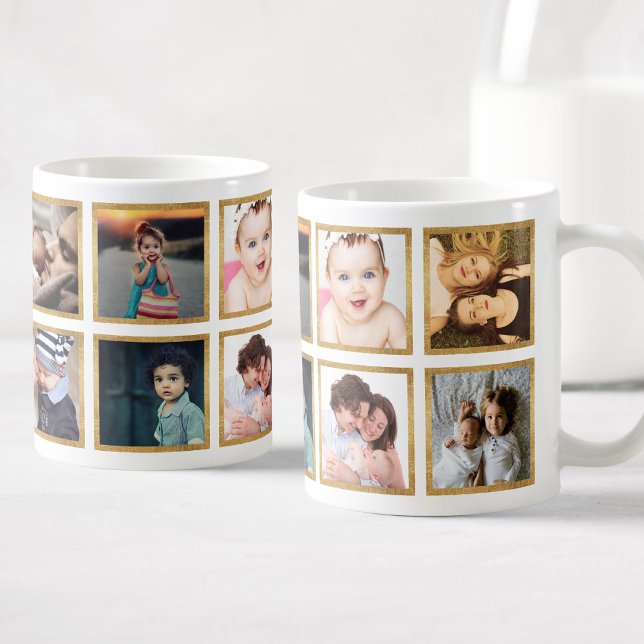 Caneca De Café Colagem de Fotos Personalizada da Família Glamorou (Criador carregado)