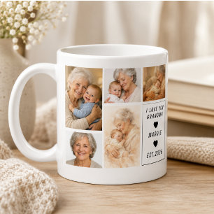Caneca De Café Colagem de Fotos Personalizada da Vovó Dia dos A