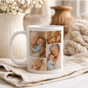 Caneca De Café Colagem de Fotos Personalizada da Vovó Dia dos A
